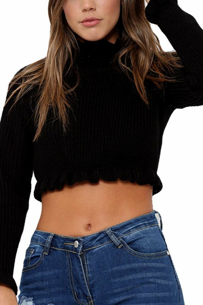 Ruffle Crop Knitted Jumper