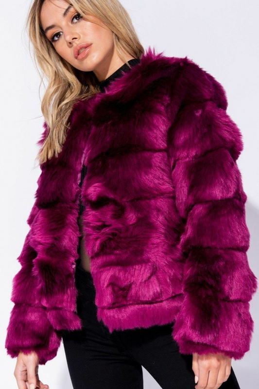 Faux Fur Jacket Formal Evening Party Satin Lined Coat