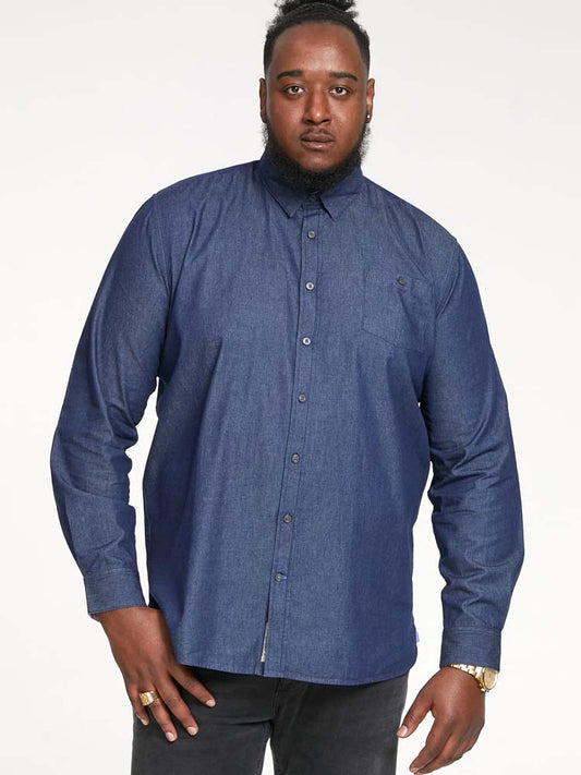 Duke Button Down Denim Shirt with Chest Pocket Plus Size