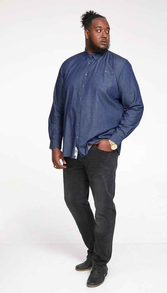 Duke Button Down Denim Shirt with Chest Pocket Plus Size