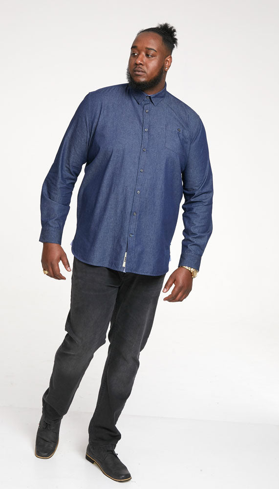 Duke Button Down Denim Shirt with Chest Pocket Plus Size