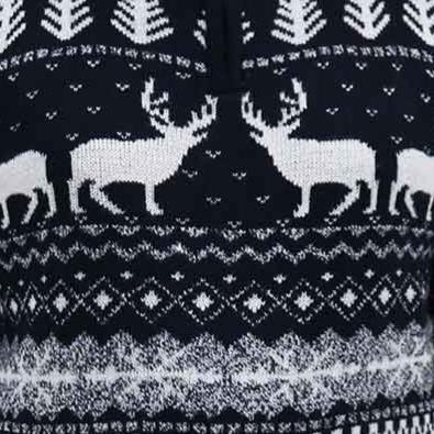 D555 1/4 Zip Reindeer All-Over Print Knit Christmas Sweater