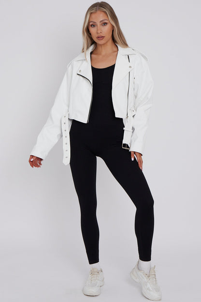 Cropped Biker Faux Leather Jacket