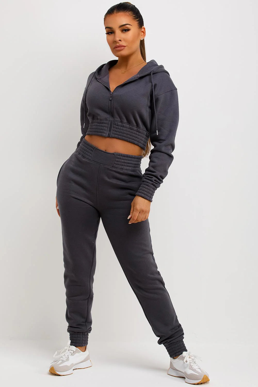 Loungewear Tracksuit Cropped Hoodie Joggers Co-ord Set