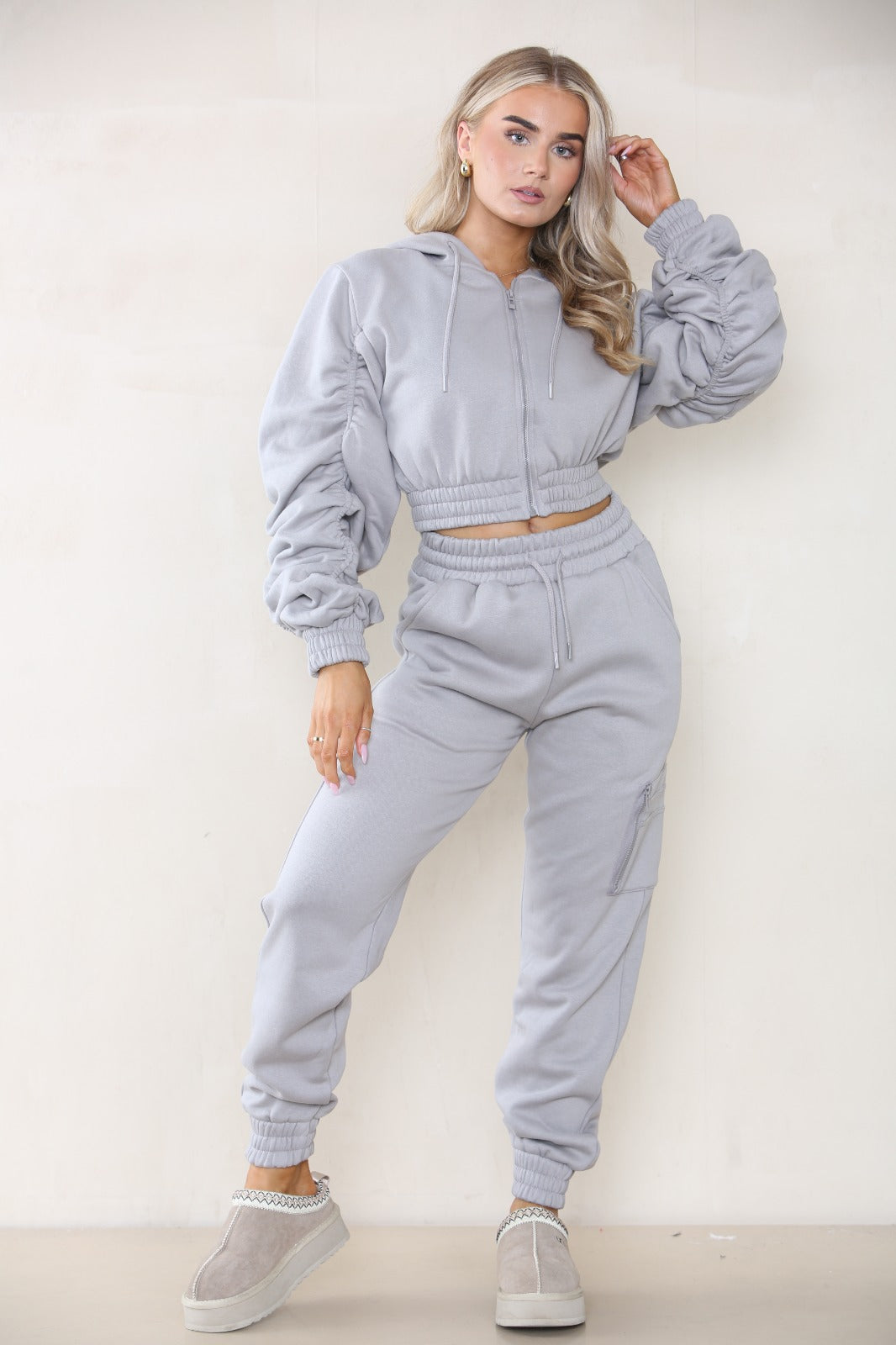 Tracksuit with Ruched Sleeves 2-Piece Set