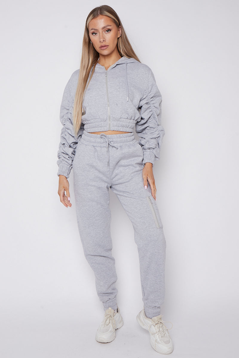 Tracksuit with Ruched Sleeves 2-Piece Set