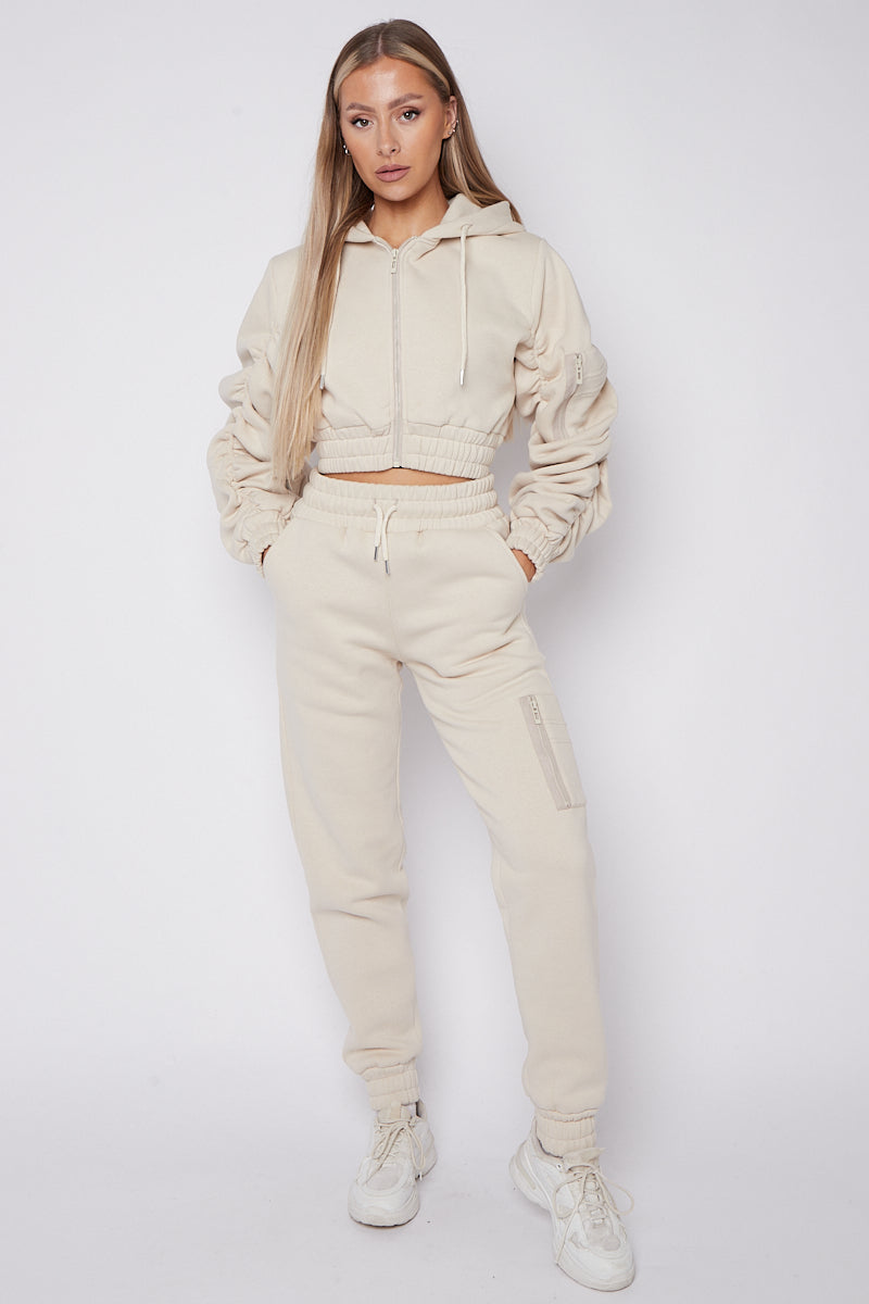 Tracksuit with Ruched Sleeves 2-Piece Set