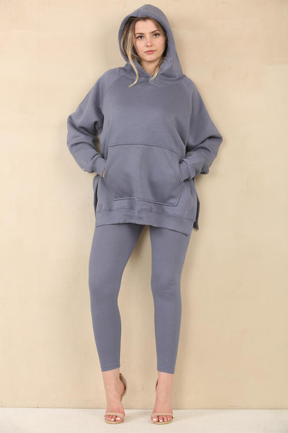 Oversized Hoodie & Ribbed Leggings Set - 19 colours