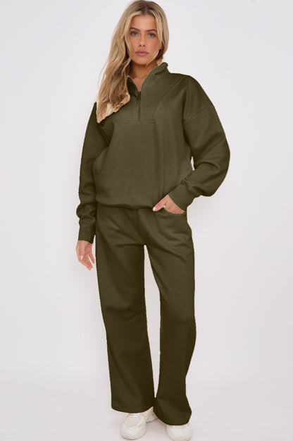 Half Zip Sweatshirt and Straight Leg Joggers Lounge Set