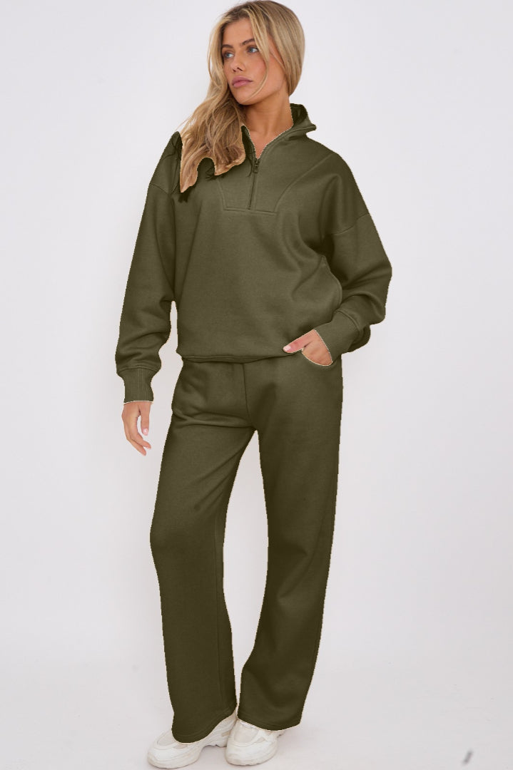 Half Zip Sweatshirt and Straight Leg Joggers Lounge Set