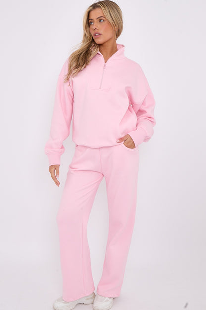 Half Zip Sweatshirt and Straight Leg Joggers Lounge Set