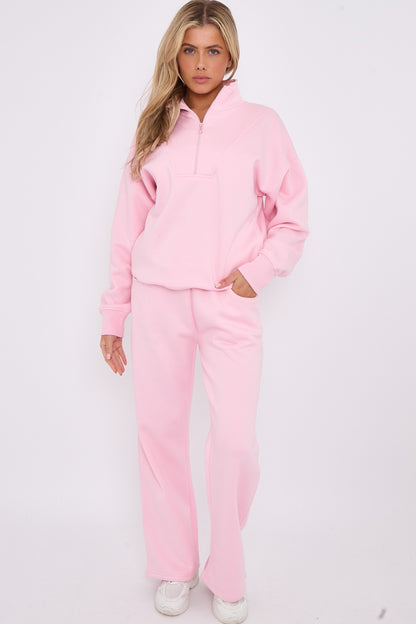 Half Zip Sweatshirt and Straight Leg Joggers Lounge Set