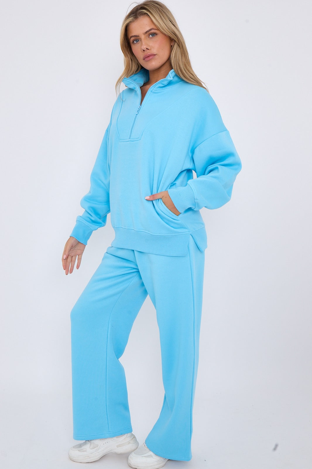 Half Zip Sweatshirt and Straight Leg Joggers Lounge Set