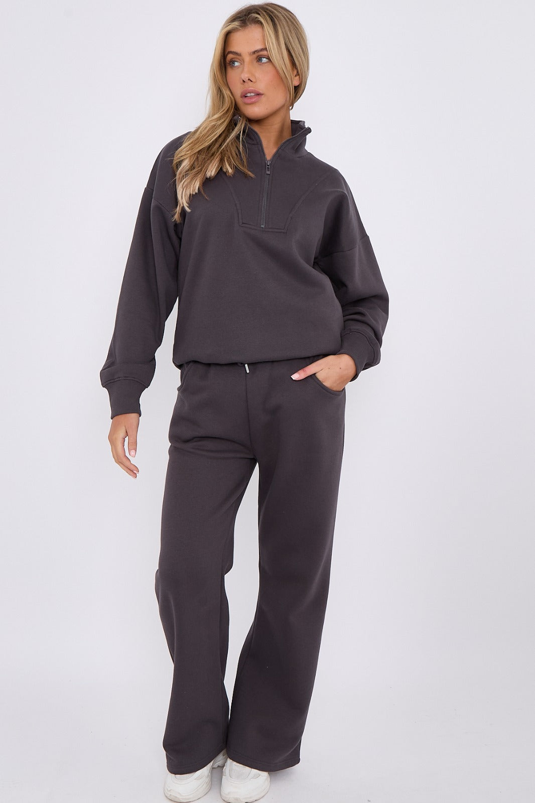 Half Zip Sweatshirt and Straight Leg Joggers Lounge Set