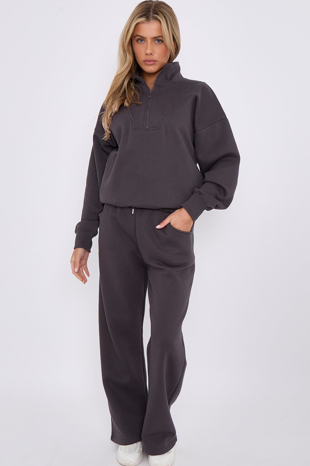 Half Zip Sweatshirt and Straight Leg Joggers Lounge Set