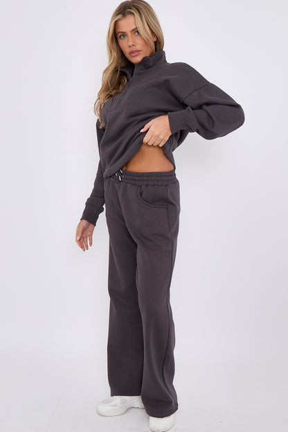 Half Zip Sweatshirt and Straight Leg Joggers Lounge Set