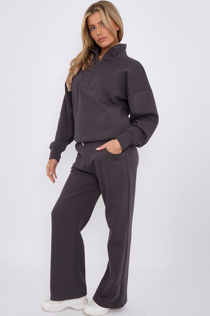 Half Zip Sweatshirt and Straight Leg Joggers Lounge Set