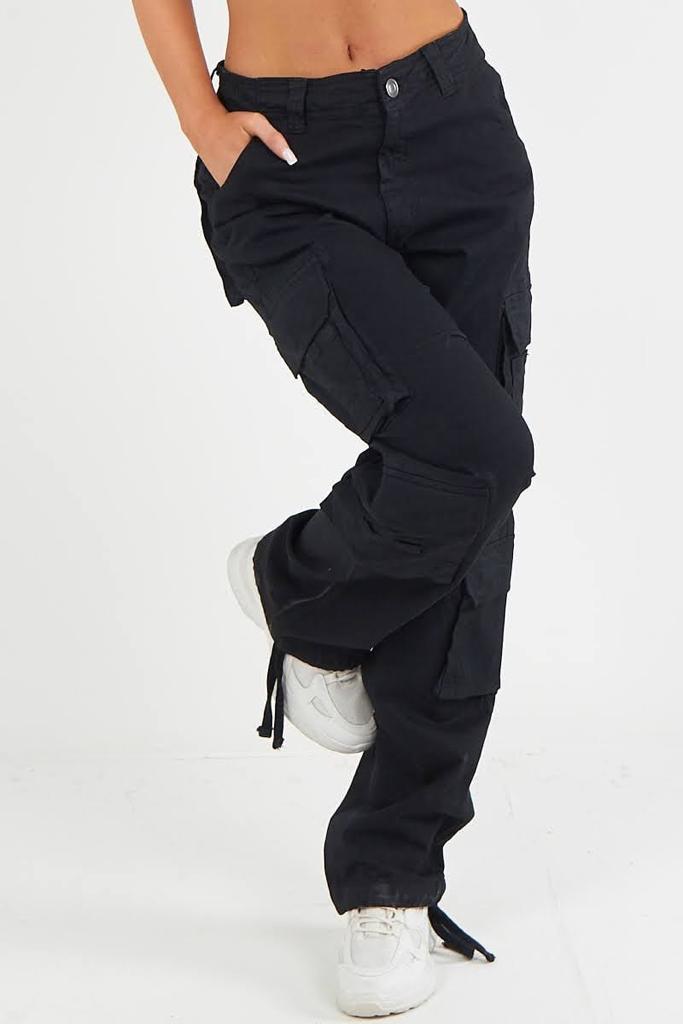 Combat Stretch Drawstring Hem Low Waist Cotton Cargo Trousers