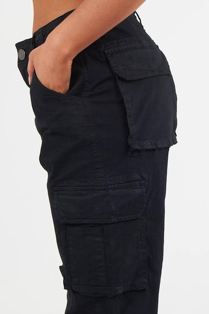 Combat Stretch Drawstring Hem Low Waist Cotton Cargo Trousers