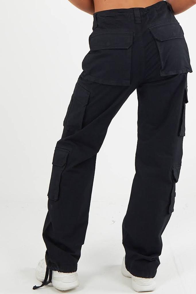 Combat Stretch Drawstring Hem Low Waist Cotton Cargo Trousers