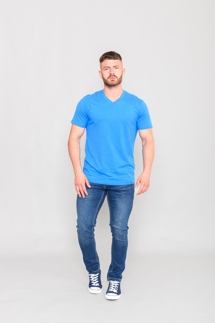 D555 V-Neck Cotton Short Sleeve T-Shirt M-8XL - 9 Colours