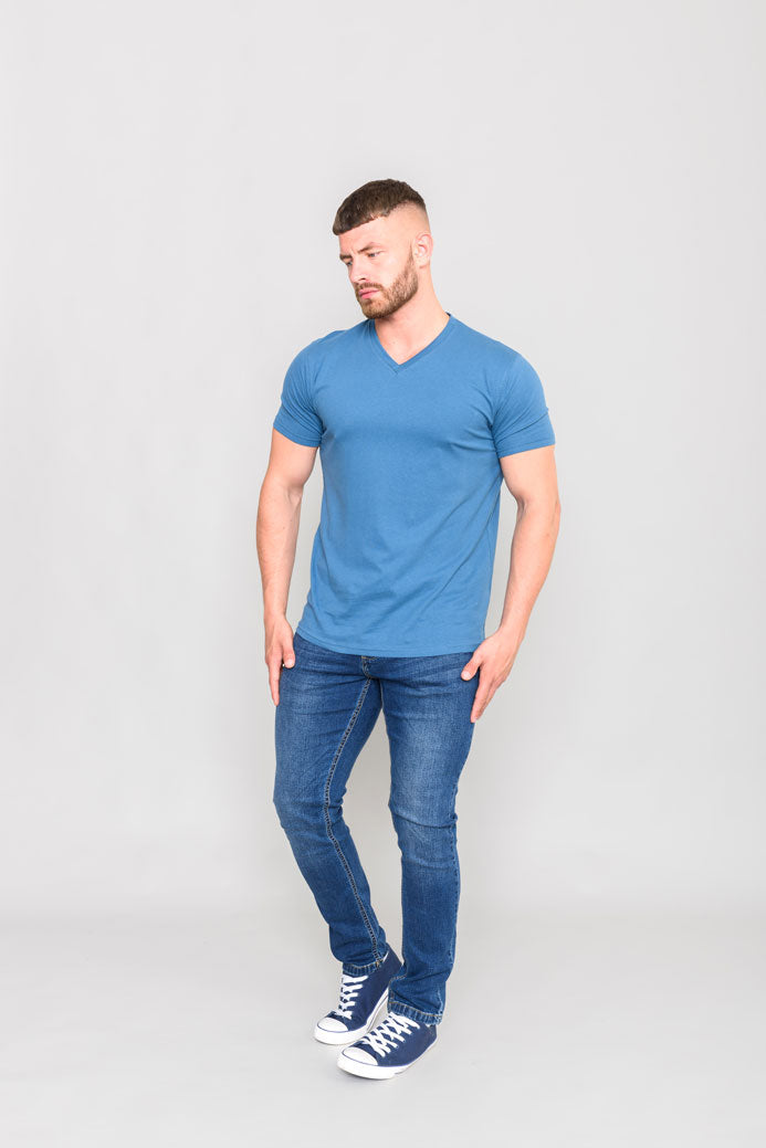 D555 V-Neck Cotton Short Sleeve T-Shirt M-8XL - 9 Colours