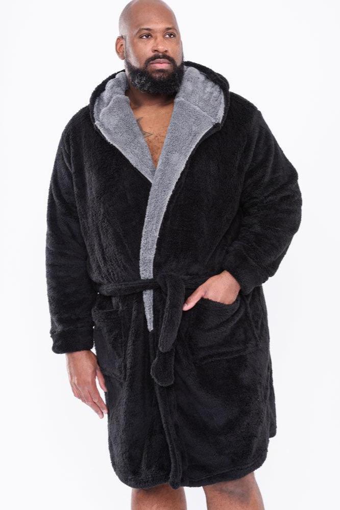 D555 Premium Soft Dressing Gown with Hood Loungewear Robe Plus Size