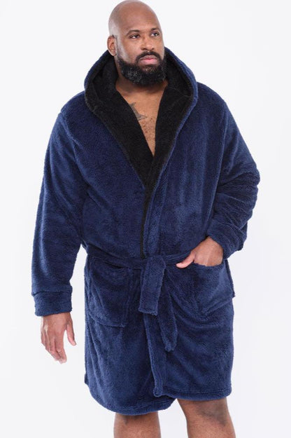 D555 Premium Soft Dressing Gown with Hood Loungewear Robe Plus Size