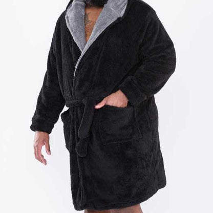 D555 Premium Soft Dressing Gown with Hood Loungewear Robe Plus Size