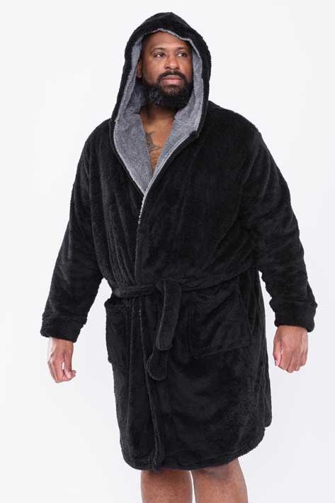 D555 Premium Soft Dressing Gown with Hood Loungewear Robe Plus Size