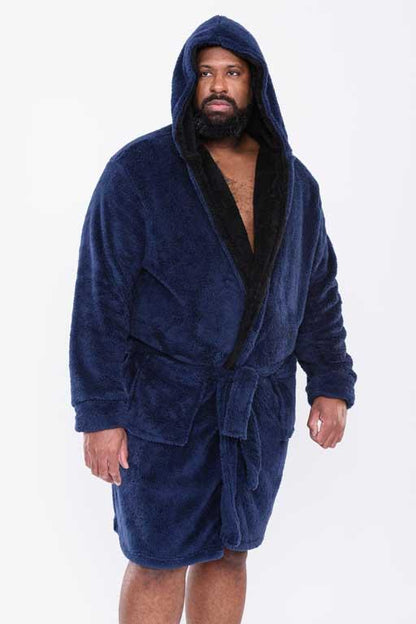 D555 Premium Soft Dressing Gown with Hood Loungewear Robe Plus Size