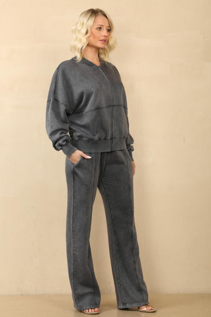 Oversized Full Zip Sweatshirt & Straight Leg Joggers 2-Piece Lounge Set Plus Size