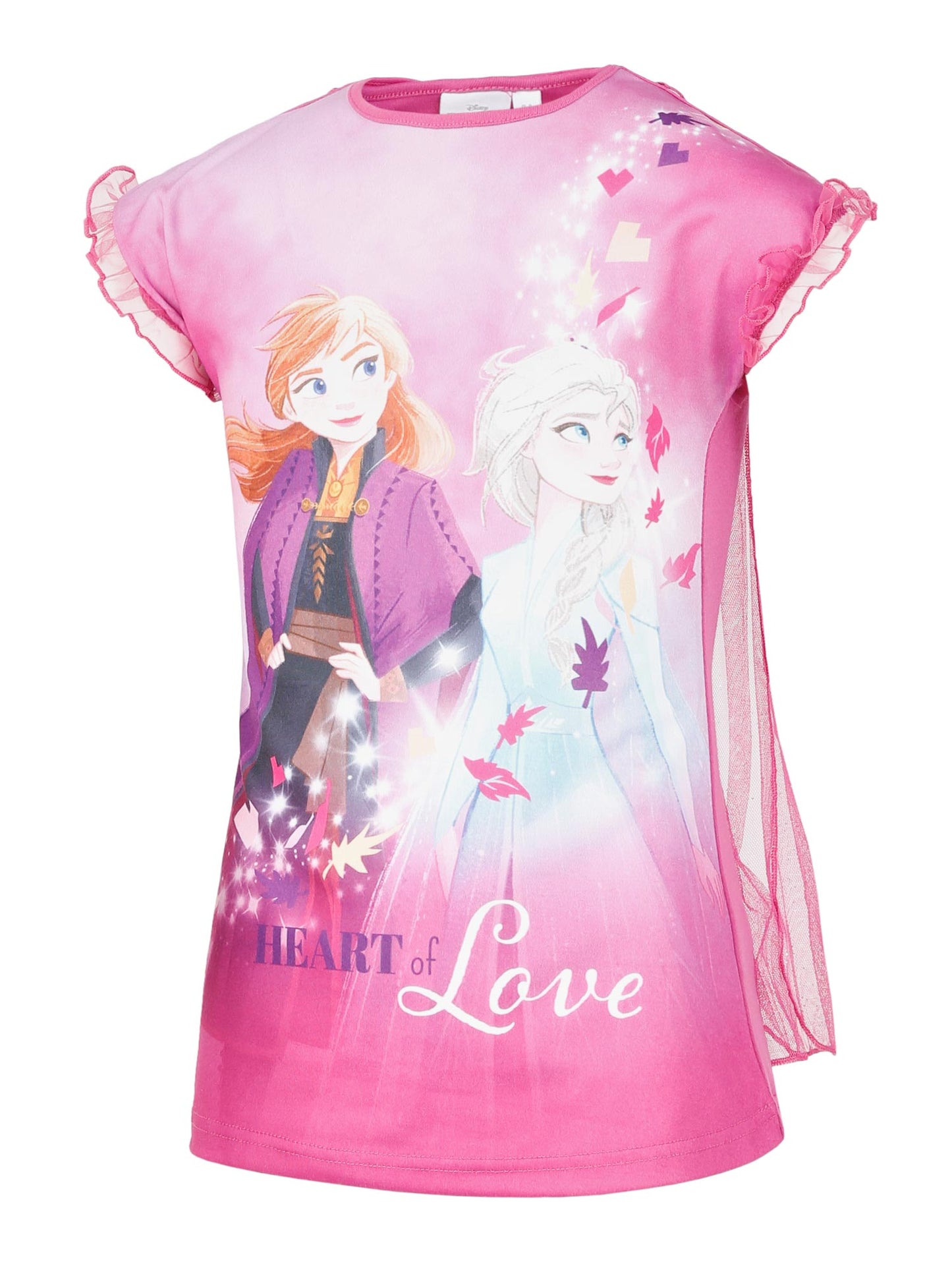 Disney Frozen Chemise Nightdress with Ruffle Sleeves Featuring Anna and Elsa