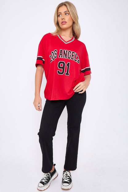 Oversized LA 91 Football Varsity T-shirt