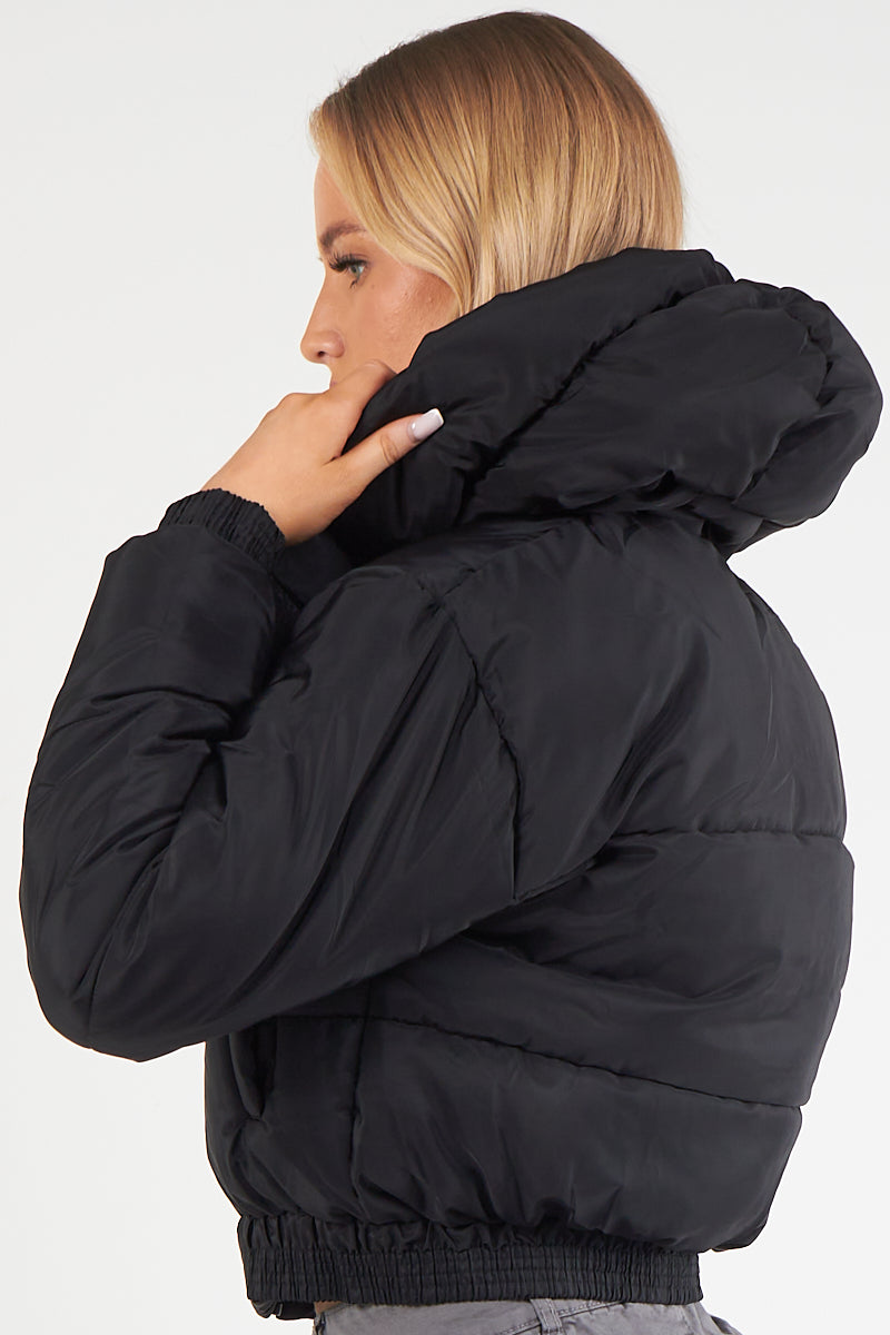 Cropped Puffer Coat with Detachable Hood