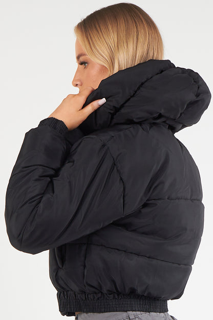 Cropped Puffer Coat with Detachable Hood