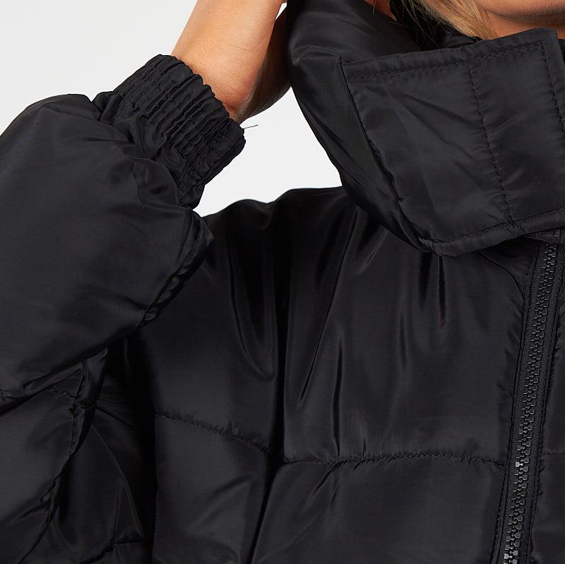 Cropped Puffer Coat with Detachable Hood