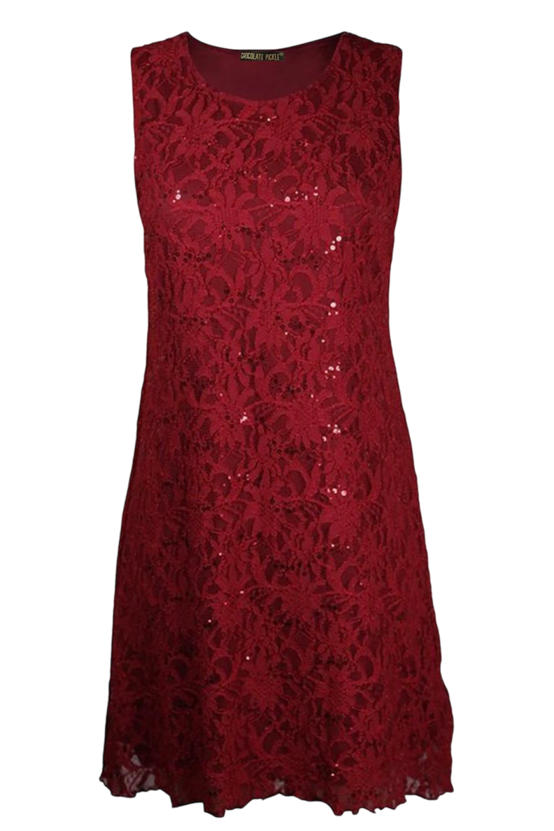 Lace Sequin Party Dress Plus Size