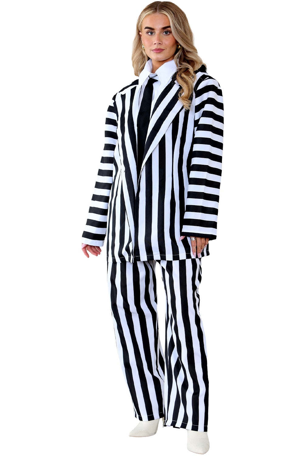 Unisex Adult Beetlejuice Black & White Trickster Suit 4-Piece Costume Set