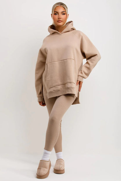 Oversized Hoodie & Ribbed Leggings Set - 17 colours