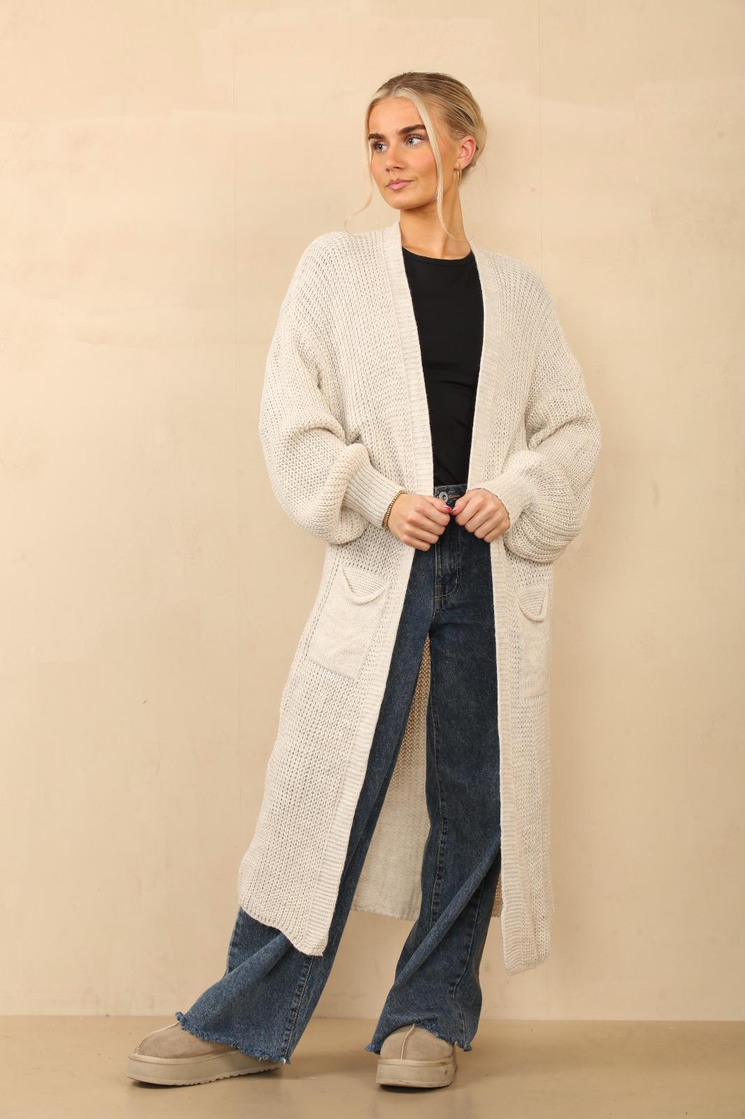 Open Knit Long Cardigan