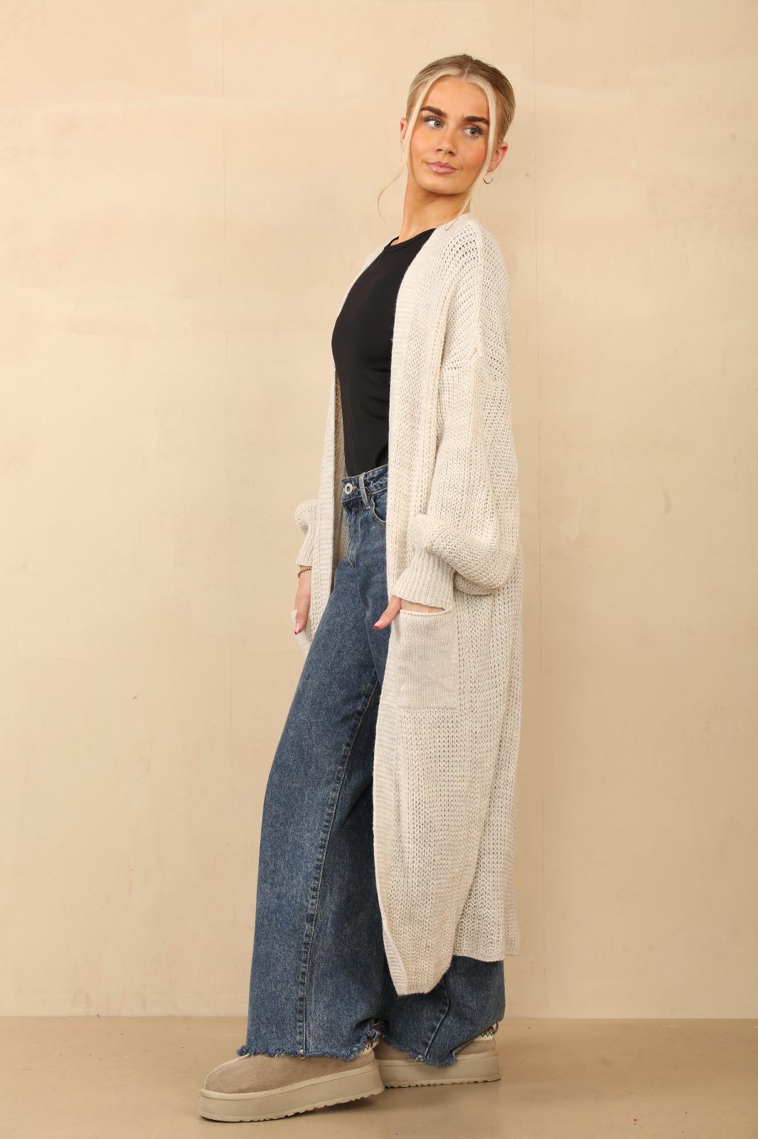 Open Knit Long Cardigan