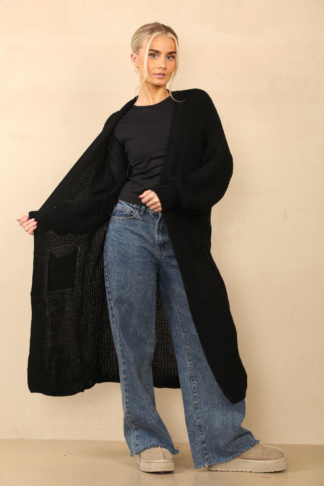 Open Knit Long Cardigan