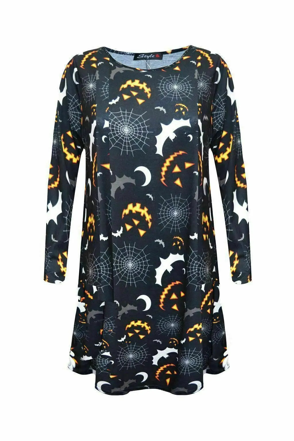 Black Cobweb & Bats Halloween Swing Dress