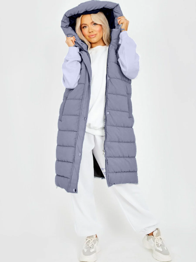 Hooded Long Line Puffer Padded Gilet Jacket Coat - 16 colours