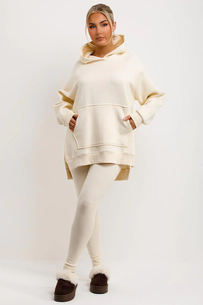 Oversized Hoodie & Ribbed Leggings Set - 17 colours