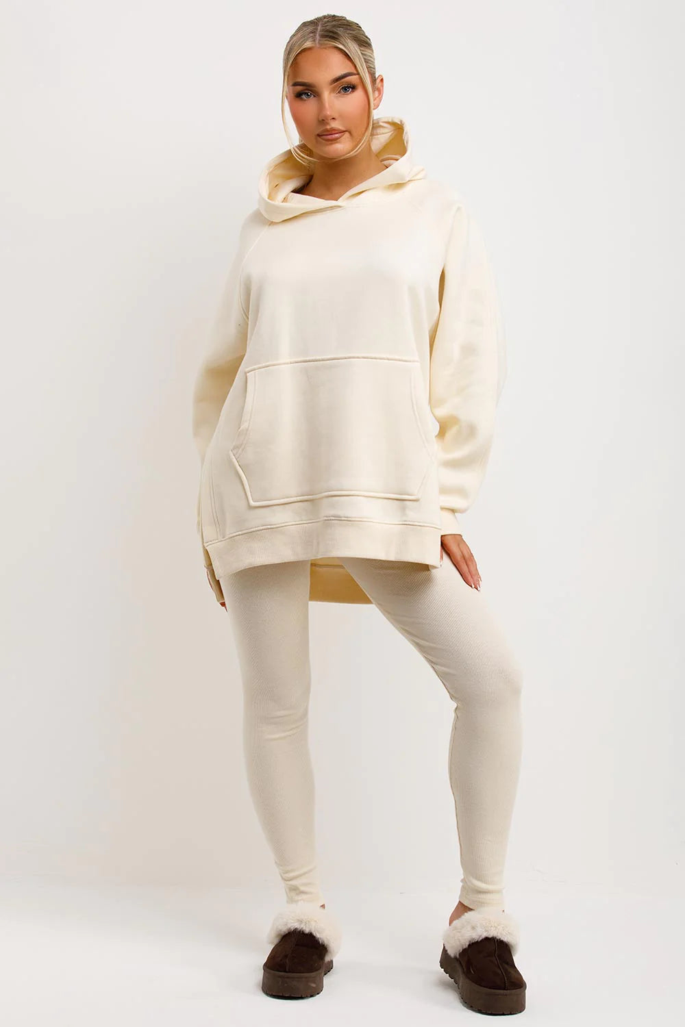 Oversized Hoodie & Ribbed Leggings Set - 17 colours