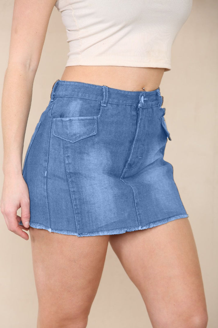 High-Rise Mini Denim Skort