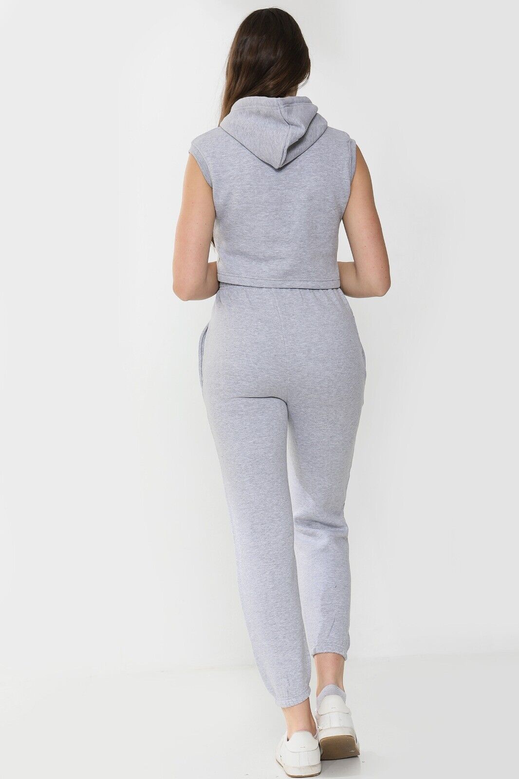 Sleeveless Hoodie & Joggers Tracksuit Co-ord 2-Piece Set