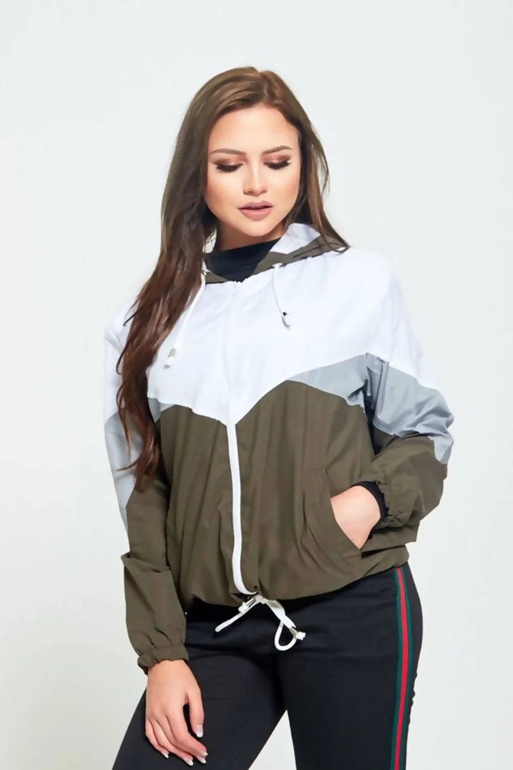 Two-tone Block Contrast Windbreaker Jacket